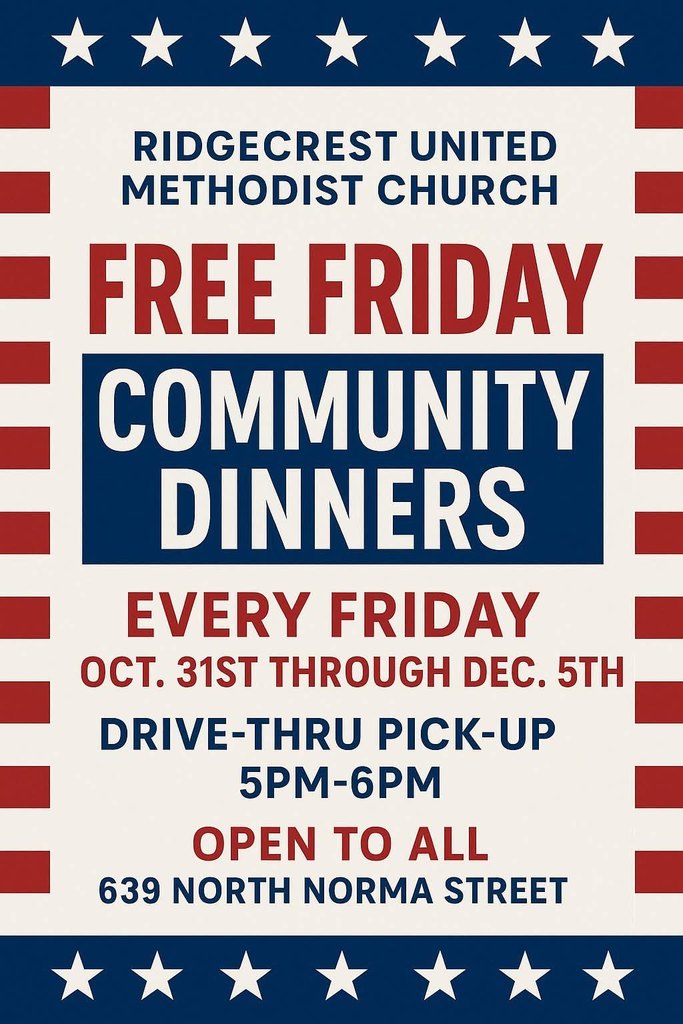 Friday Community Dinners Flier