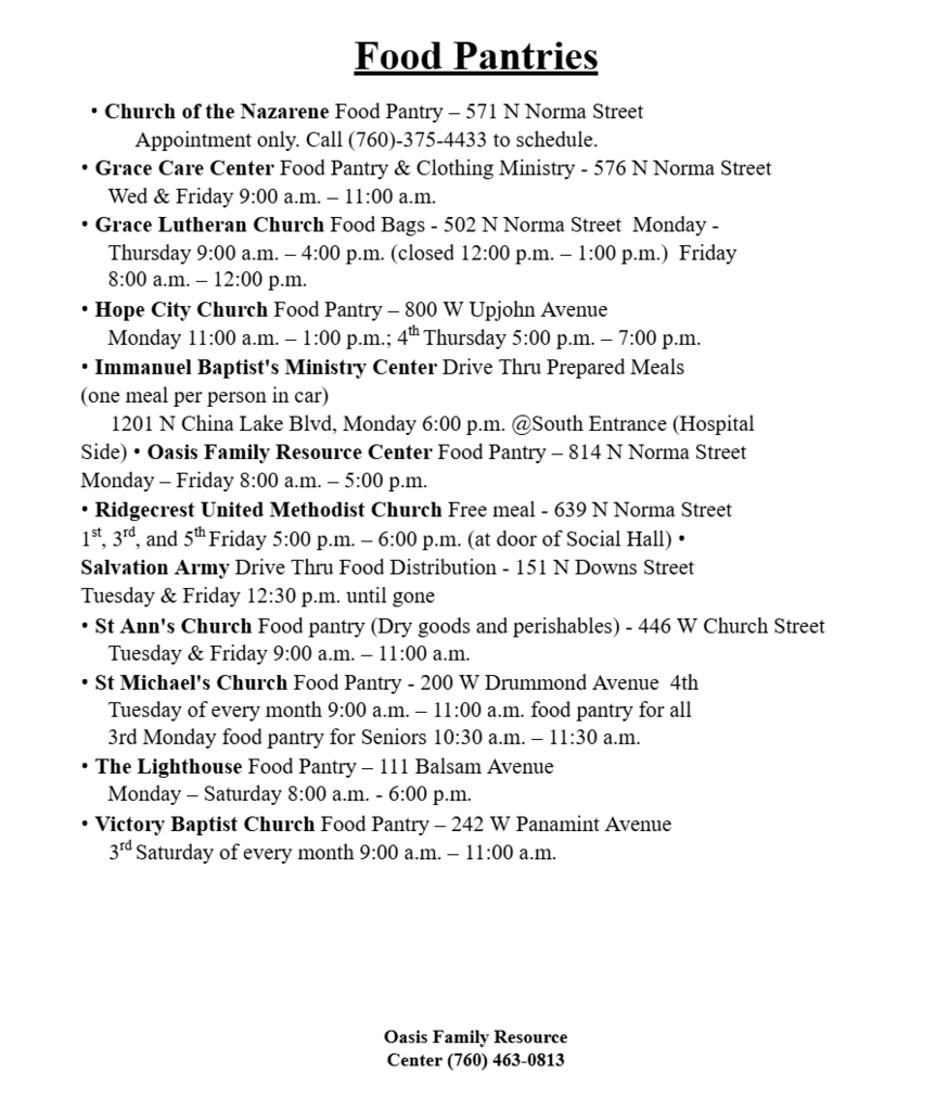 CAPK Food Bank List--English
