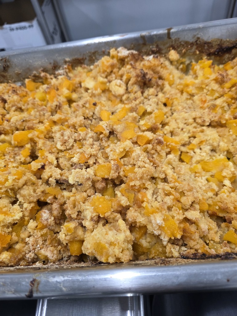 Peach cobbler with a perfect crust