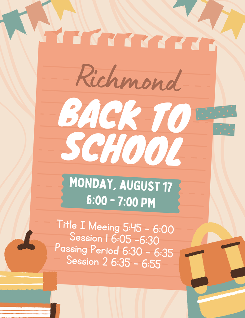 Flyer with Back To School Night information, including the date, time and schedule.