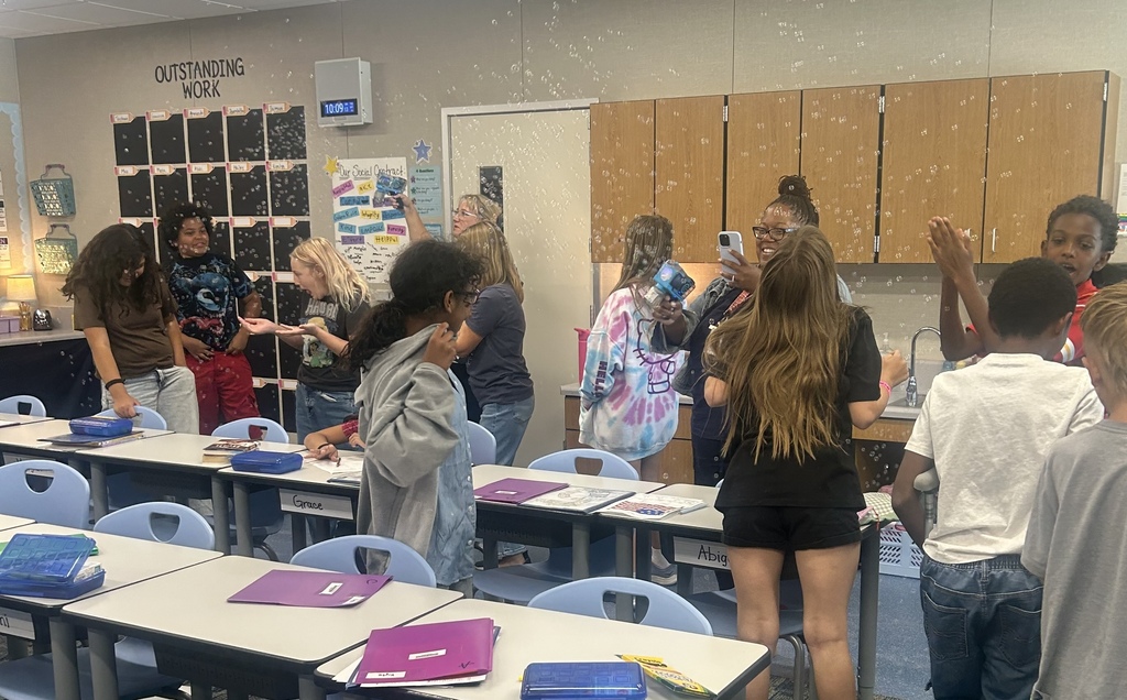 Fifth grade having fun at the bubble party!