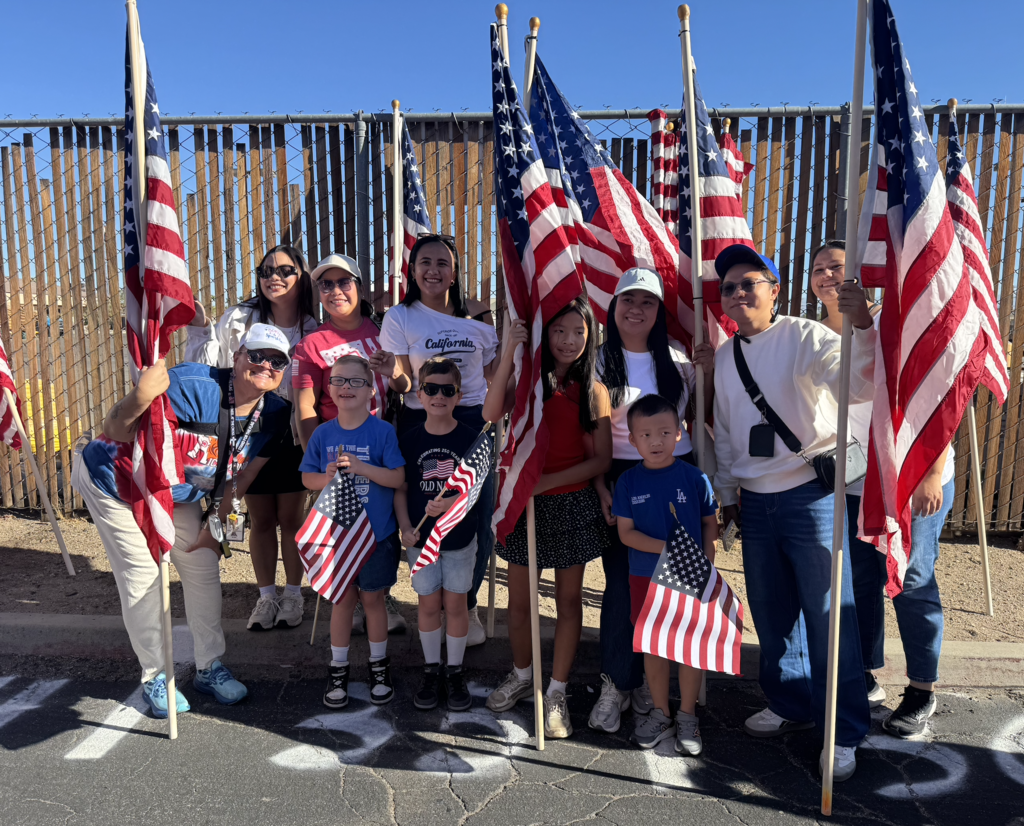 Richmond teachers and students at the parade of 1,000 flags
