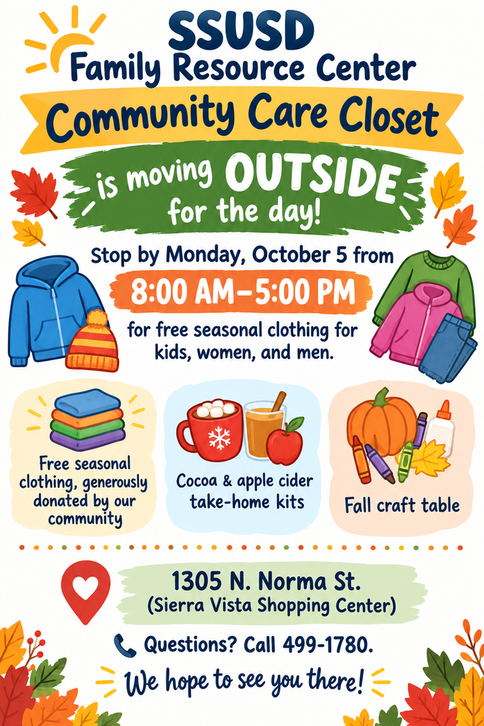Flyer for the SSUSD care closet