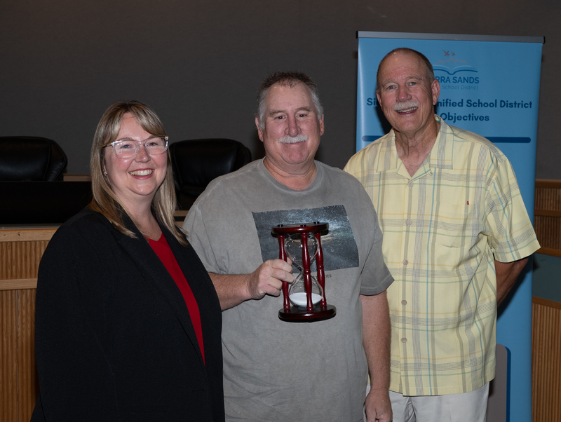 Randy Hannah with Superintendent Moore and President Campbell