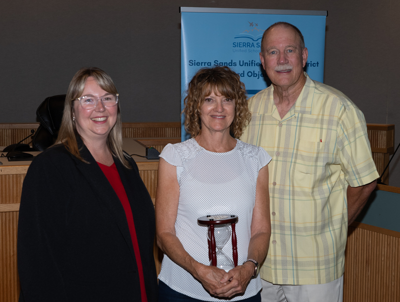 Diane Pipkin with Superintendent Moore and President Campbell