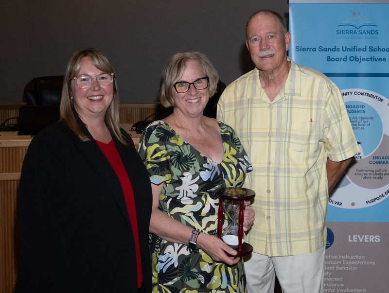 Eileen Poole with Superintendent Moore and President Campbell