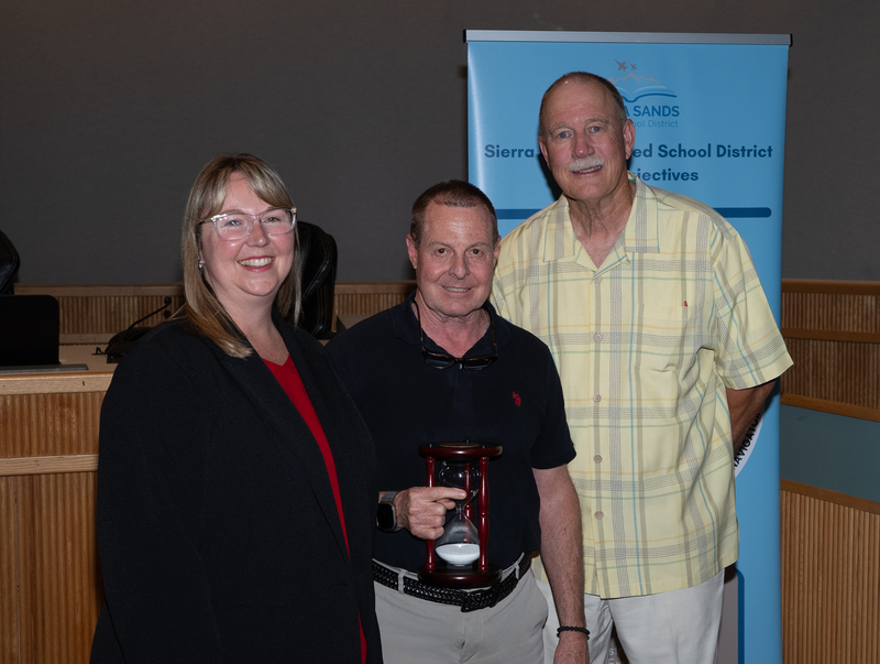 Chris Ostermann with Superintendent Moore and President Campbell