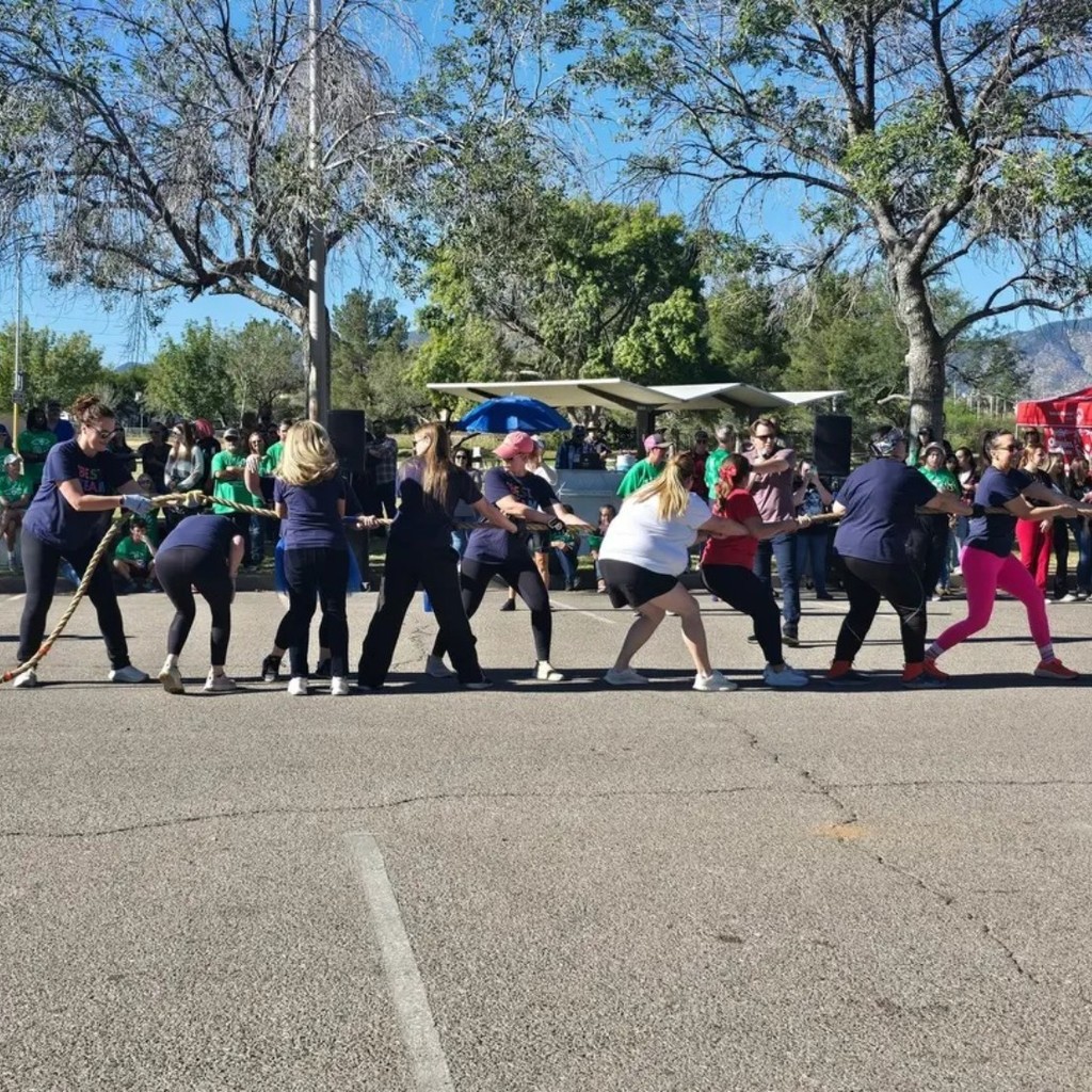 HM knows how to show up!

Mrs. Perez, teachers and staff joined the 19th Annual Bearcat Pull in support of the Special Olympics! We placed 4th in the womens division! 

Our team was called "Straight Outta Study Hall," and we were joined by Bre McDaniel (PDS Principal) and Stephanie Elson (T&C Principal) to help represent Sierra Vista Public Schools! Thank you!

Ms. Thrasher would love if everyone participated in the Polar Plunge in January! This is all to help support Special Olympians! 

Go Bolts!  