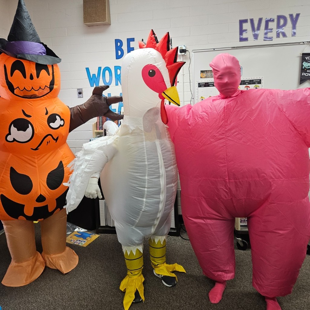 Masked Dancer at Huachuca Mountain! 

Teachers and staff put on a show for the students after our annual character parade! Ms. Stewart hosted the event while students got to guess which teacher was behind the costume - it was hilarious and so amazing to listen to the kids sing all the songs! Our 6th grade cheer team danced in the background as well to hype everyone up!

Go Bolts!
