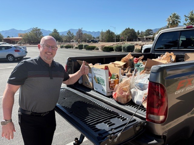Village Meadows students collected food for the Edward Jones Food Drive.