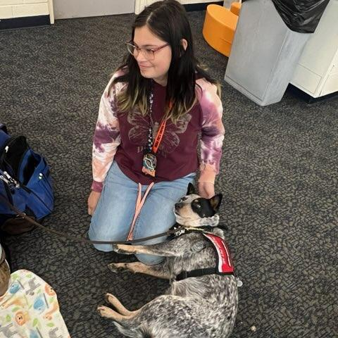 Village Meadows students got a visit from the therapy dogs!
