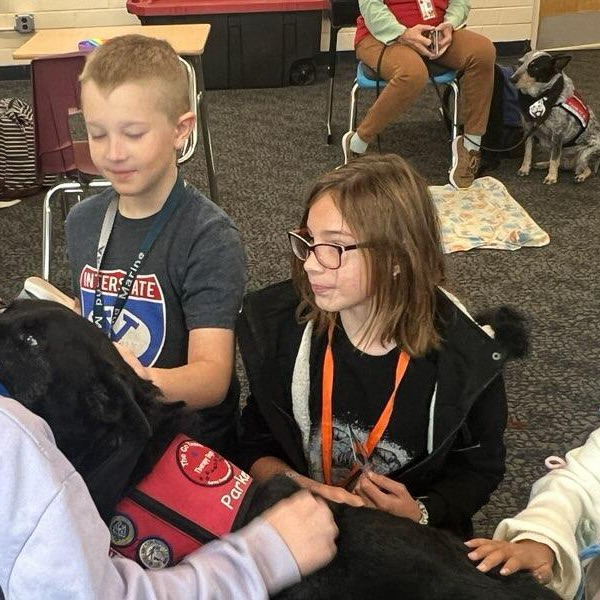 Village Meadows students got a visit from the therapy dogs!