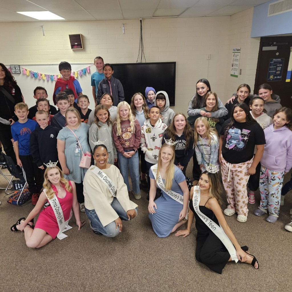 A huge thank you to Miss Pima County's Teen - Madison Saylor, Miss Cochise County - Syrinity Beathea, Miss Cochise County's Teen - Laura Melo and Miss Phoenix's Teen - Leann Alcala for coming to speak to our Student Council about their initiatives and bringing awareness to Austism, Youth with Autoimmune Disorders, Deaf Culture and Empowerment! We appreciate you!