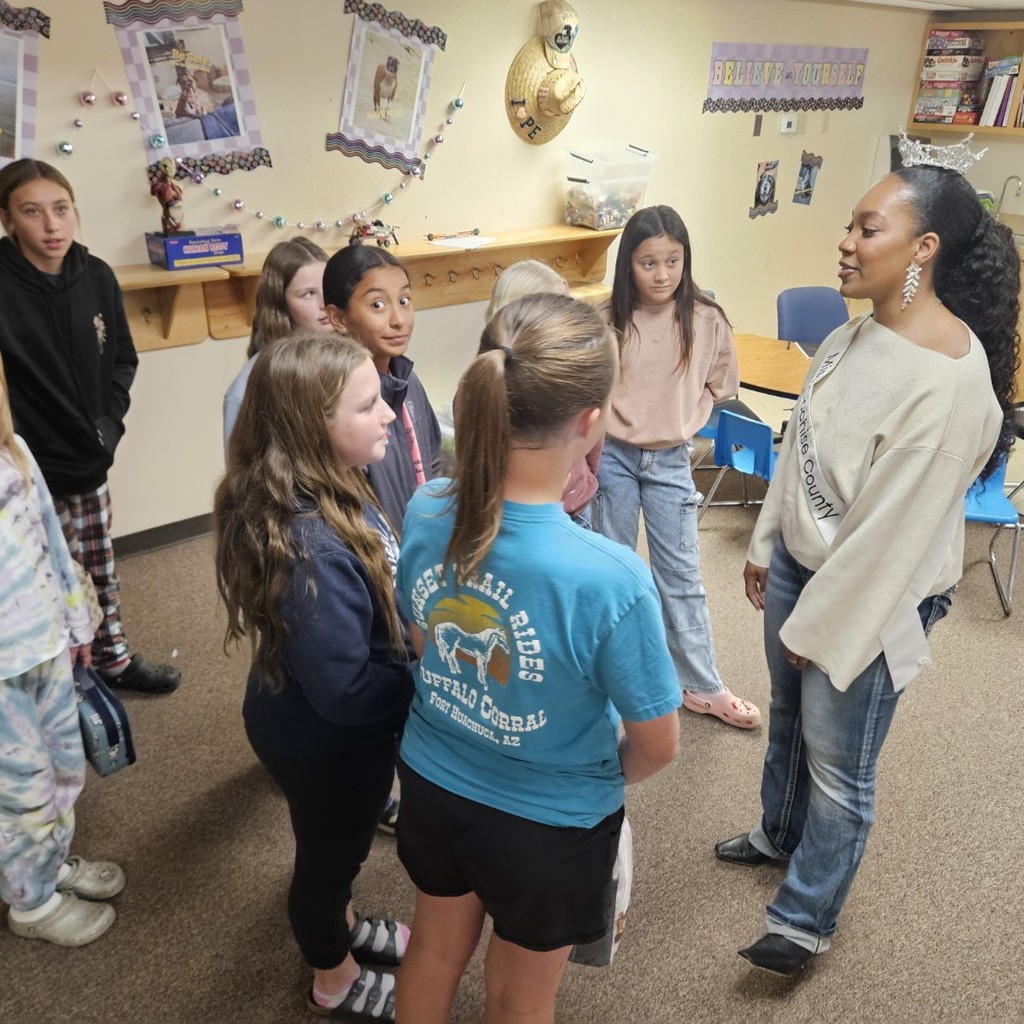 A huge thank you to Miss Pima County's Teen - Madison Saylor, Miss Cochise County - Syrinity Beathea, Miss Cochise County's Teen - Laura Melo and Miss Phoenix's Teen - Leann Alcala for coming to speak to our Student Council about their initiatives and bringing awareness to Austism, Youth with Autoimmune Disorders, Deaf Culture and Empowerment! We appreciate you!