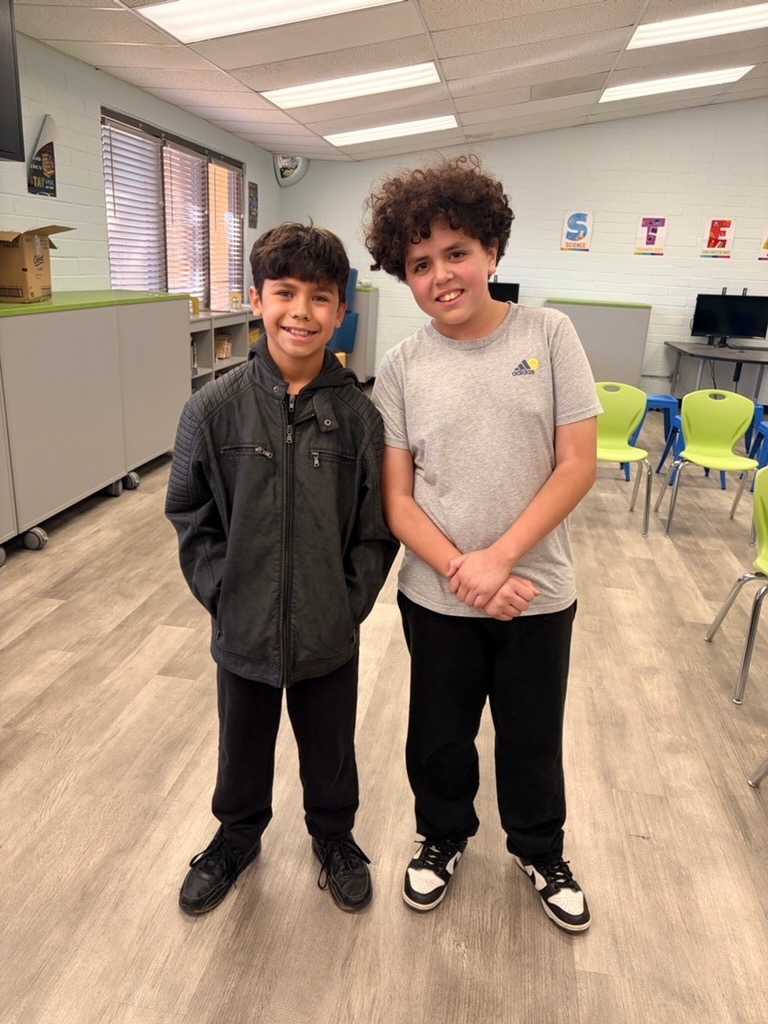 Spelling Bee Winner Adrian Vasquez-6th Grade and Runner Up Andre Monter 6th Grade