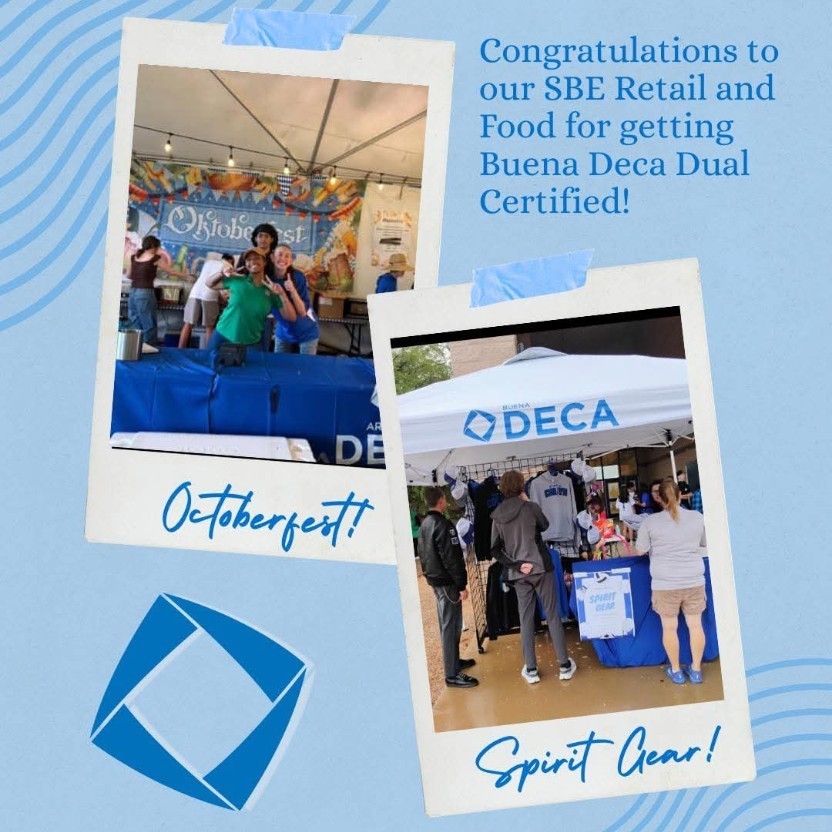 We are excited to announce our SBE Retail and Food services such as Octoberfest and our Spirit Gear got us Dual Certified! Buena Deca is so proud of all of our students for this help! #BuenaDeca #Buenahighschool #AzDeca #ArizonaDeca #decachapter #BuenaHighSchool