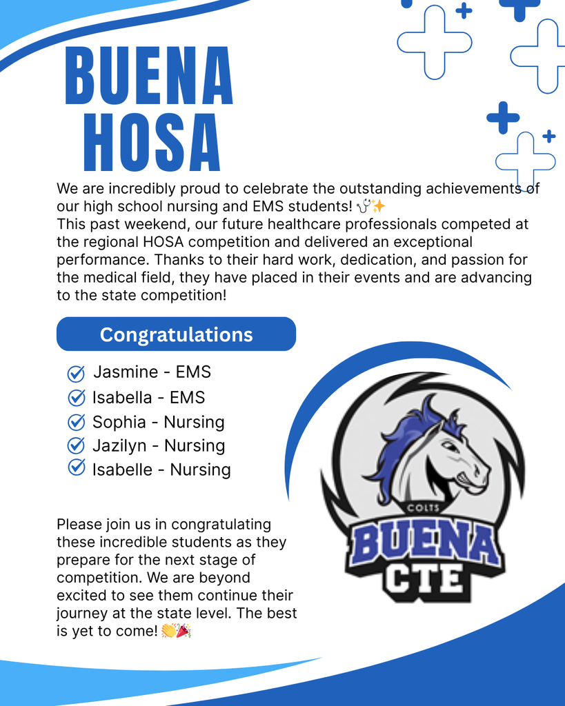 We are incredibly proud to celebrate the outstanding achievements of our high school nursing and EMS students! 🩺✨ This past weekend, our future healthcare professionals competed at the regional HOSA competition and delivered an exceptional performance. Thanks to their hard work, dedication, and passion for the medical field, they have placed in their events and are advancing to the state competition!