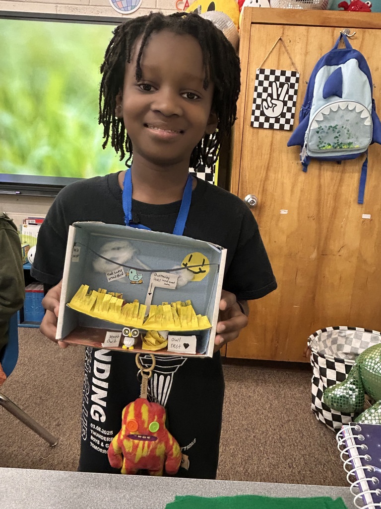 Ms. Cabrera's 5th Grade Class created dioramas for their burrowing owls. 