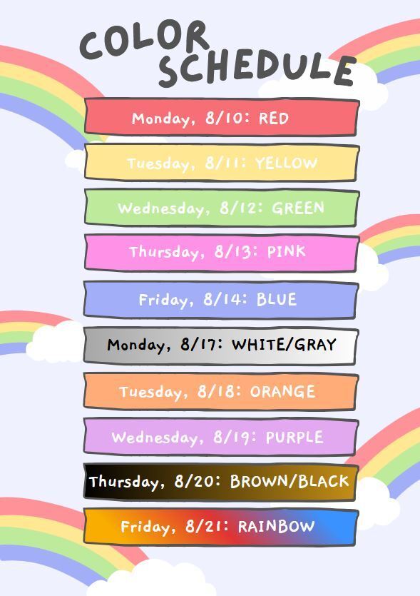 Rainbow Schedule