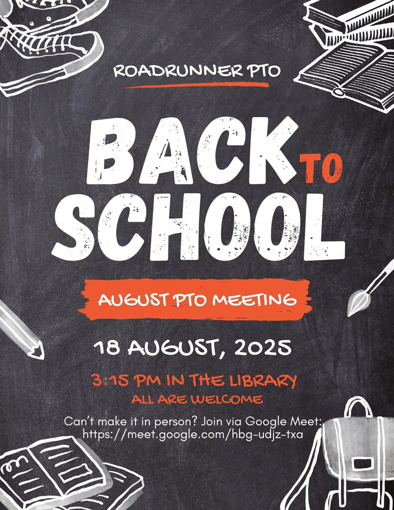 PTO Meeting- Tuesday,  August 18th, 3:15pm in the Library. Google Meet- https://meet.google.com/hbg-udjz-txa