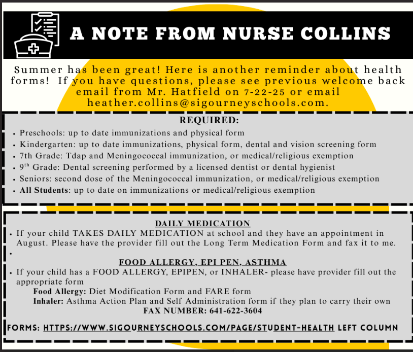 Note from Nurse Collins