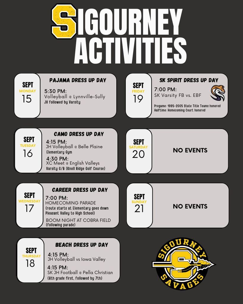 weekly activities