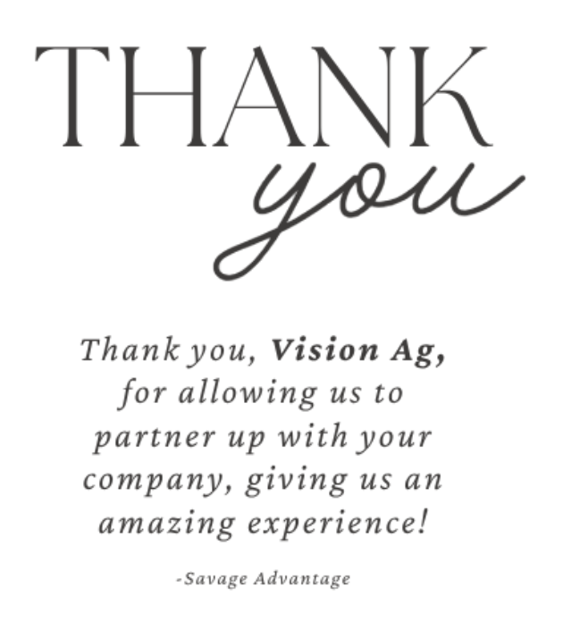 Thank you Vision Ag