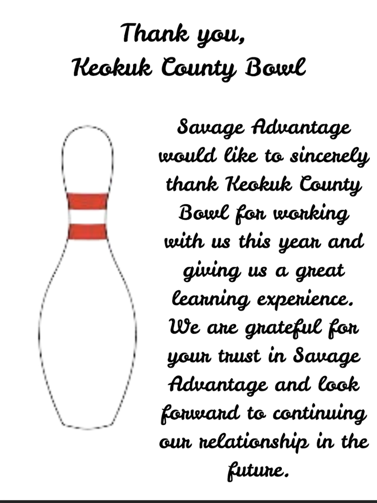 Thank you Keokuk County Bowl