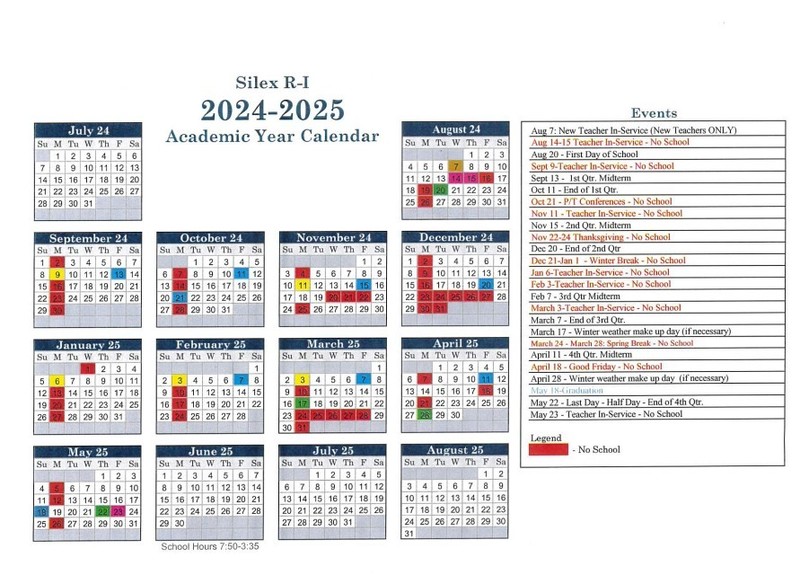 2024-2025 Academic Calendar | Silex R-I School District