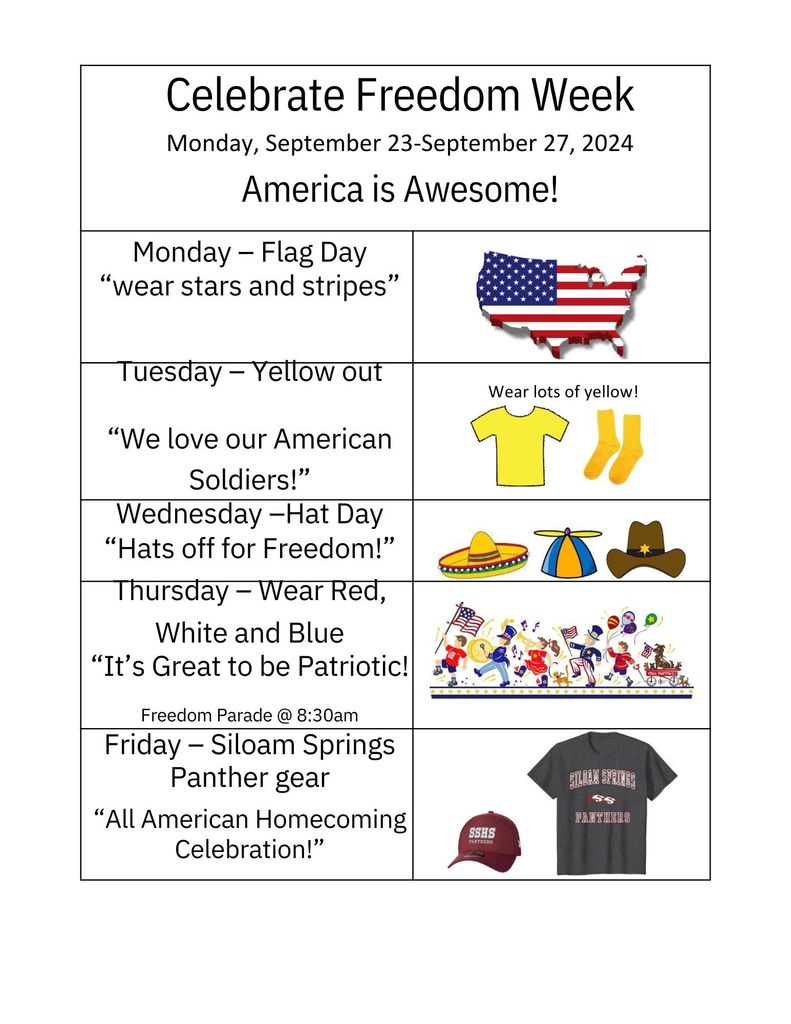 Celebrate Freedom Dress Up Days