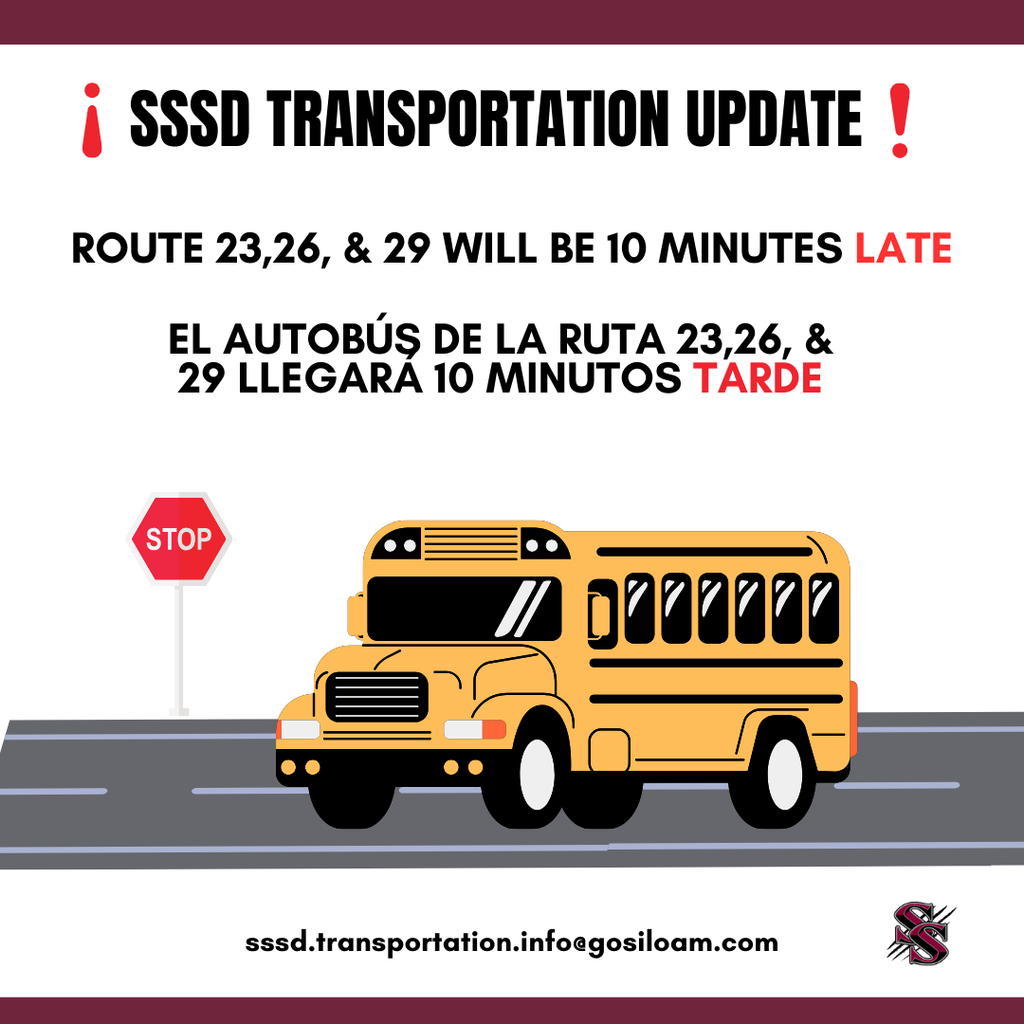 🚍 BUS UPDATE ‼ Bus Routes 23,26, & 29 will be 10 minutes late. Thank you for understanding.