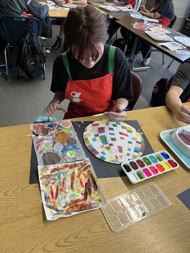 student working on color theory