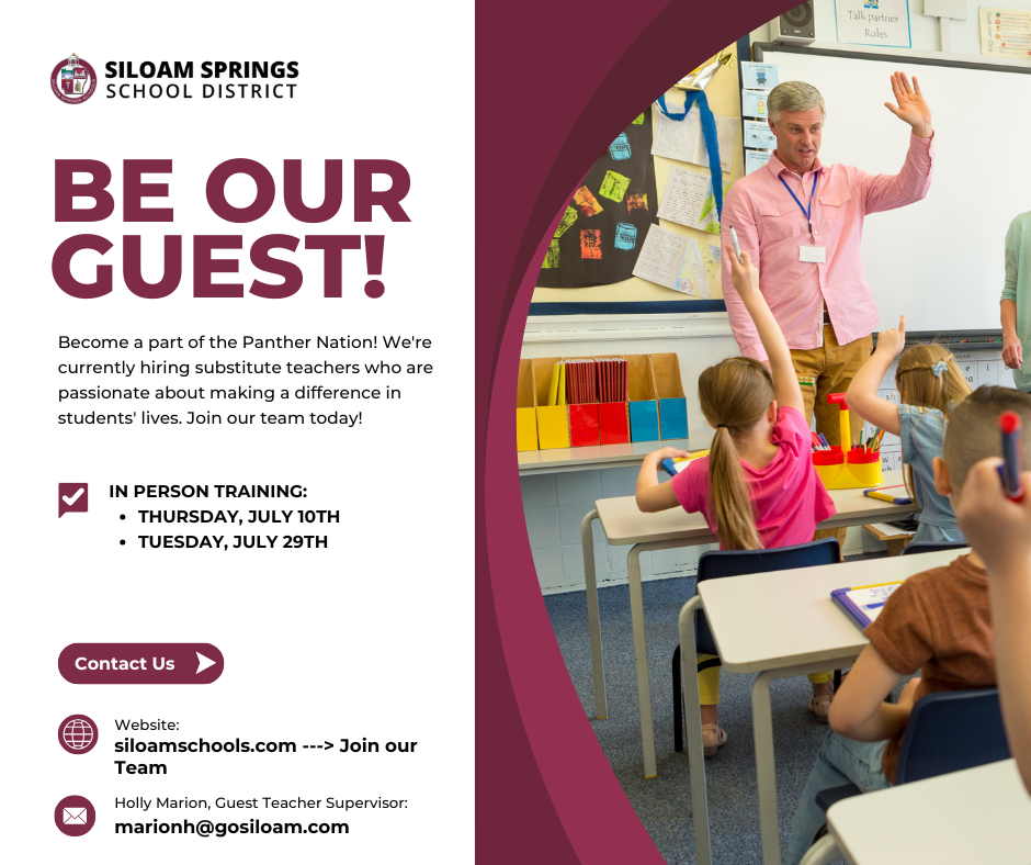 guest teacher training thursday, july 10th and tuesday july 29th. contact holly marion for more at marionh@gosiloam.com