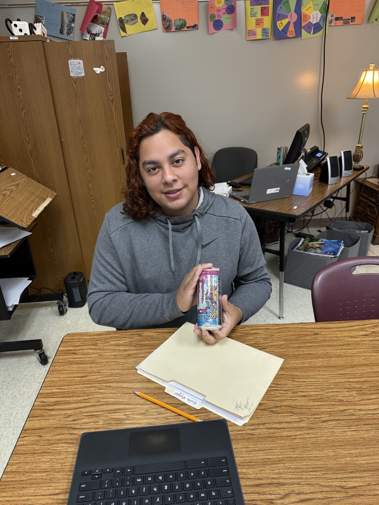 high school student with energy drink