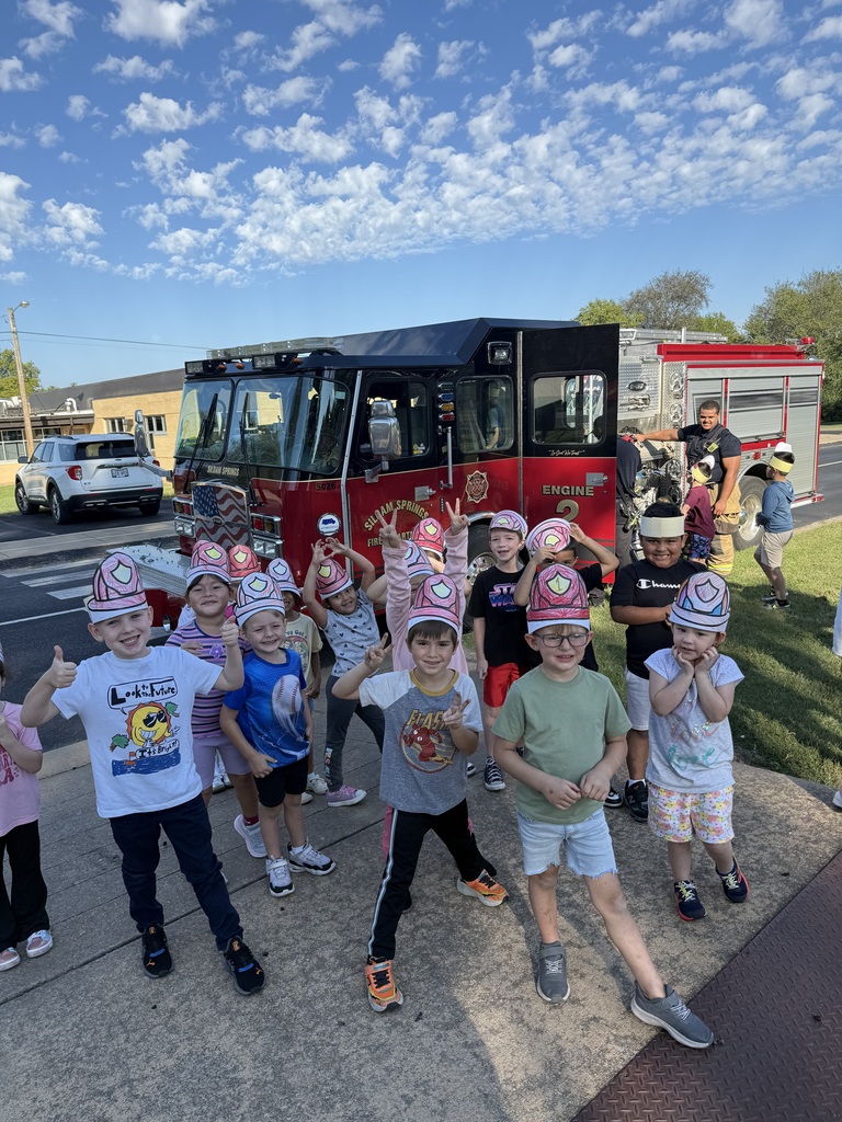 students and fire truck