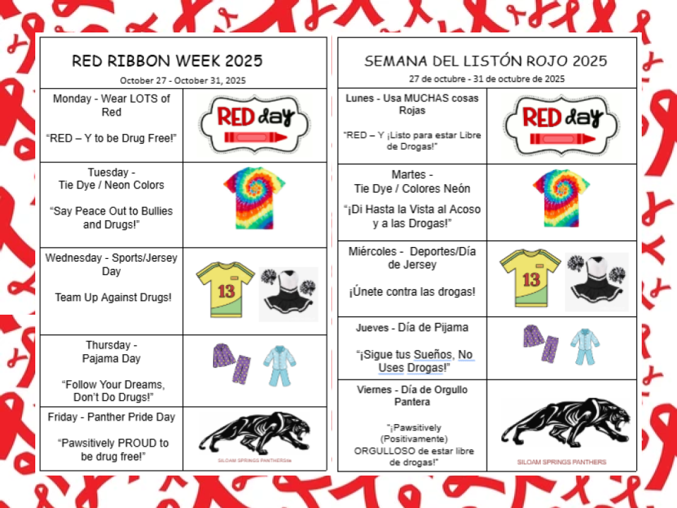 Red Ribbon Dress Up Days Flyer