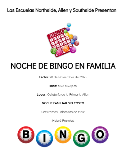 family bingo flyer spanish