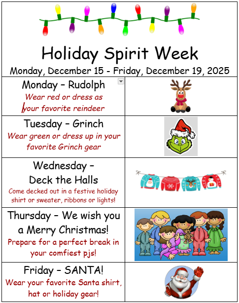 holiday spirit week flyer