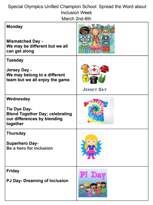 inclusion week dress up days