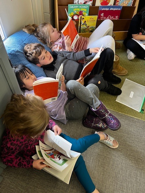 students reading