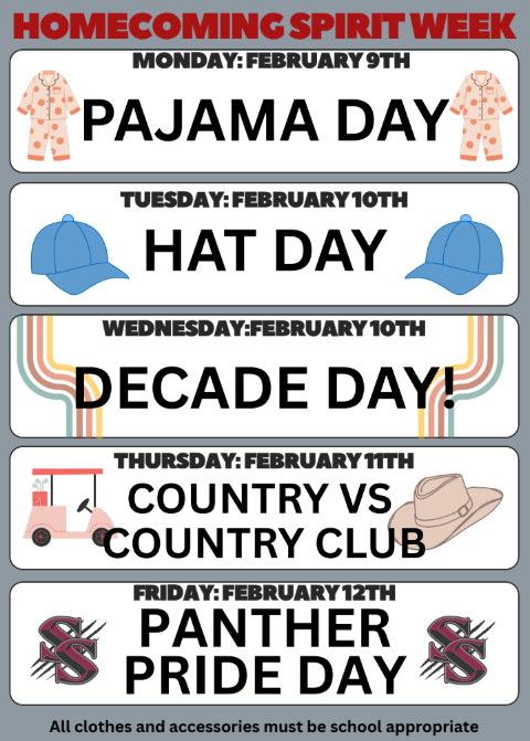 hoco spirit week dress up days