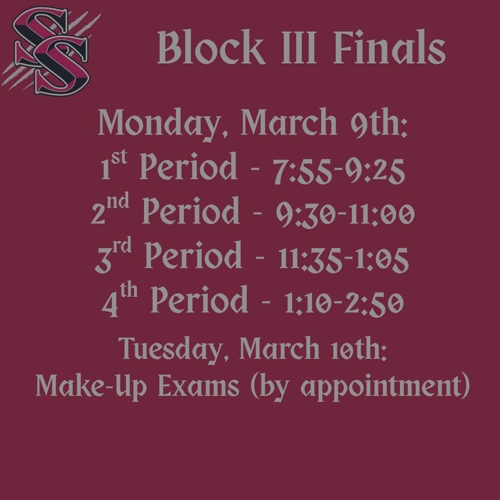 final exam schedule in english