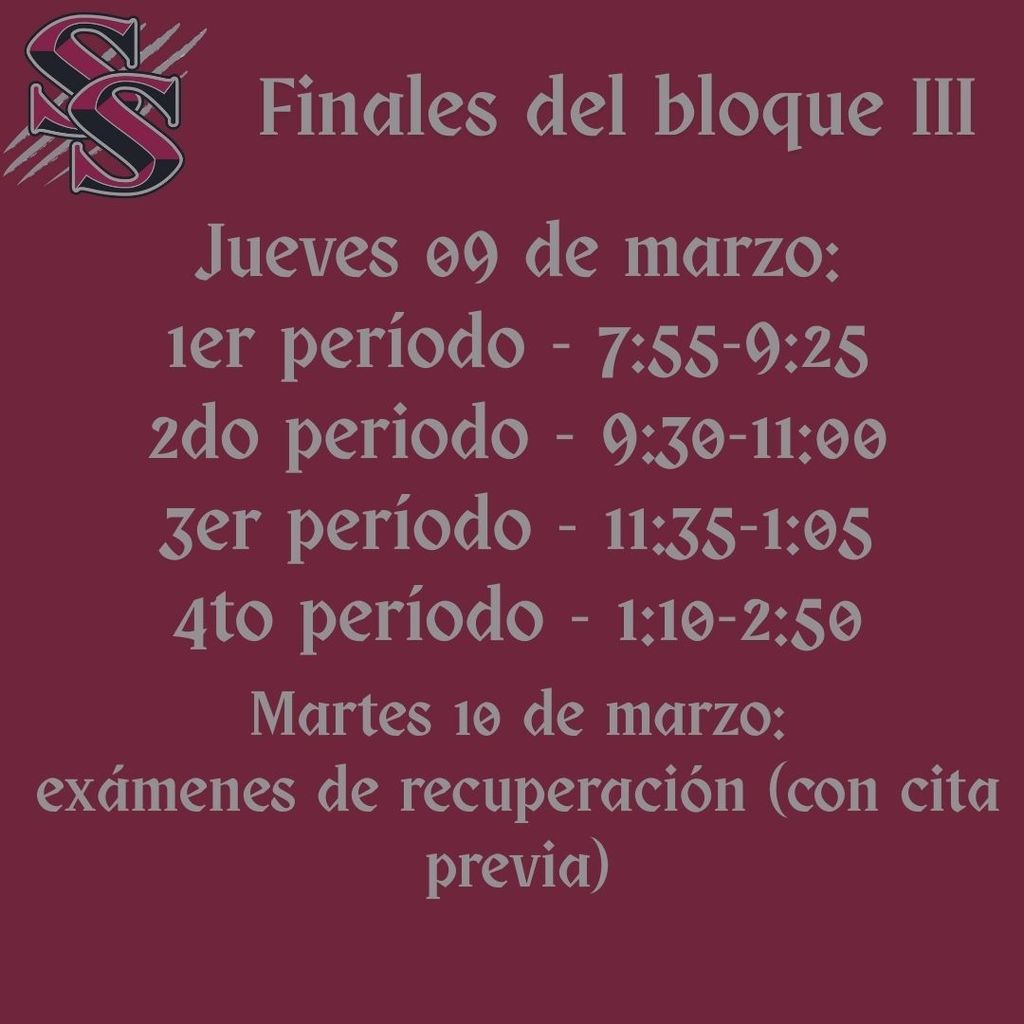 final exam schedule in spanish