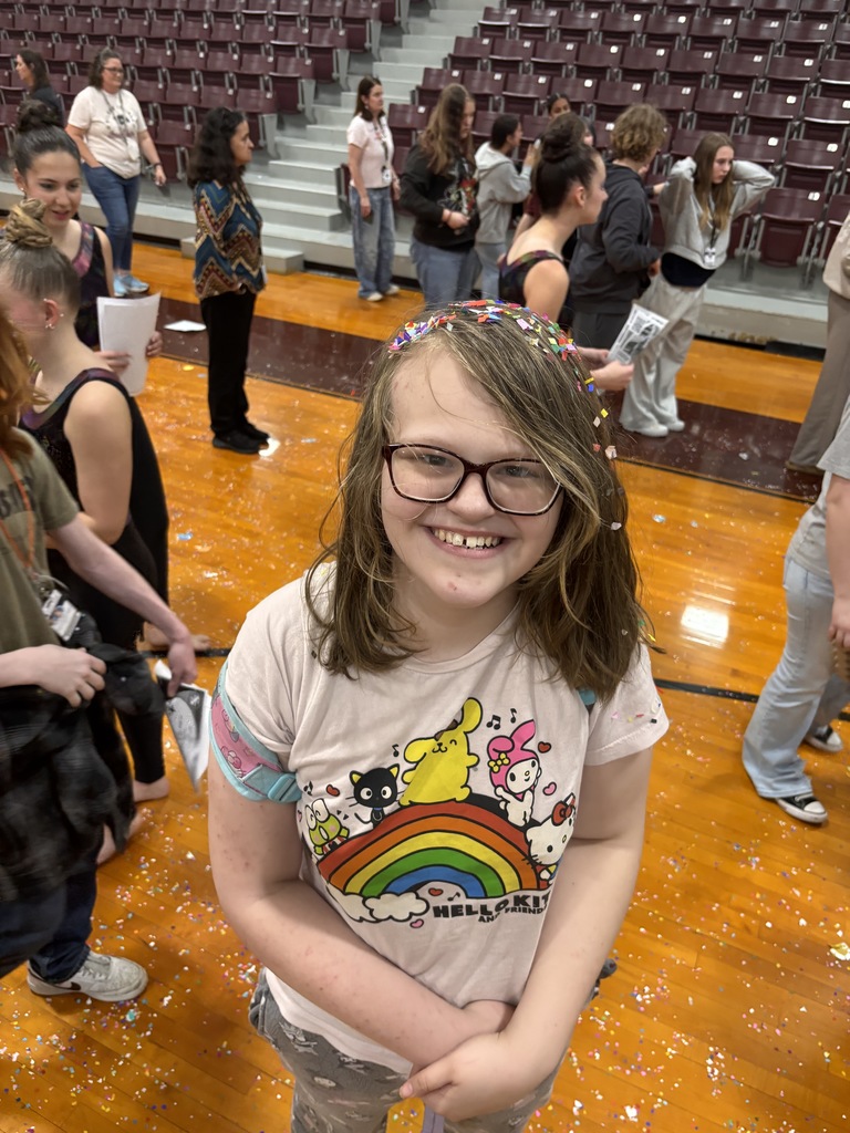 student during confetti egg smash