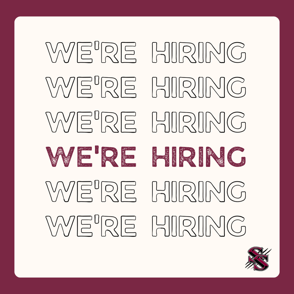 an image with the text repeated saying "we're hiring"