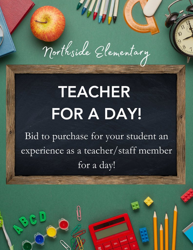 Teacher for a day graphic explaining how to bid on the event