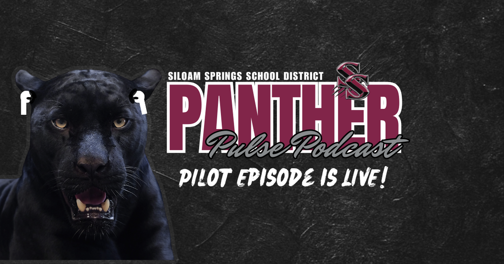A black panther with open mouth on a black background. Text reads "Panther Pulse Podcast Pilot Episode Is Live!".