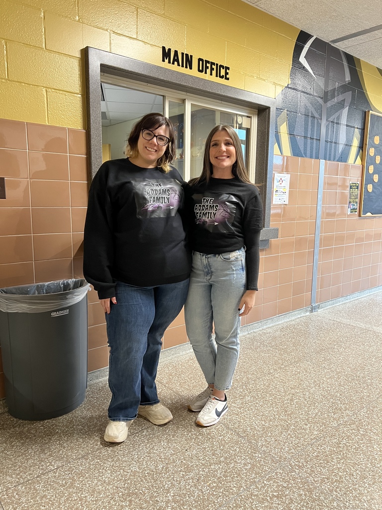 Carolyn & Janelle in Addams Family sweatshirts