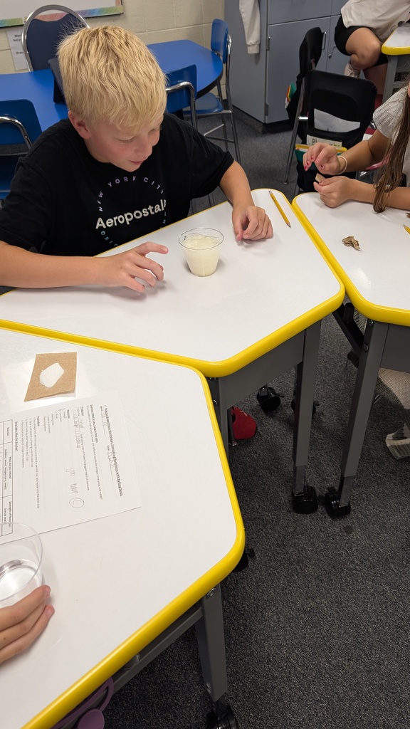 Student at desk watchin bubble reaction