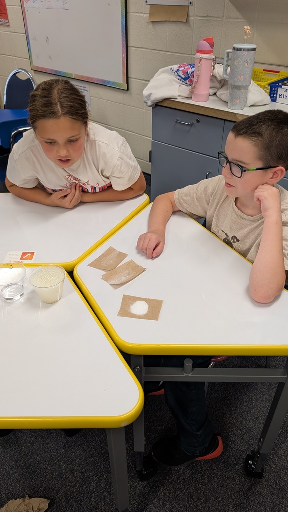 Student at desk watchin bubble reaction
